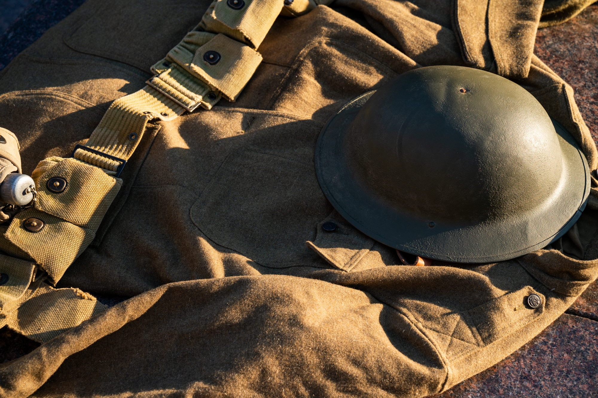  Uniforms from World War I American troops are on display in Pershing Park. 