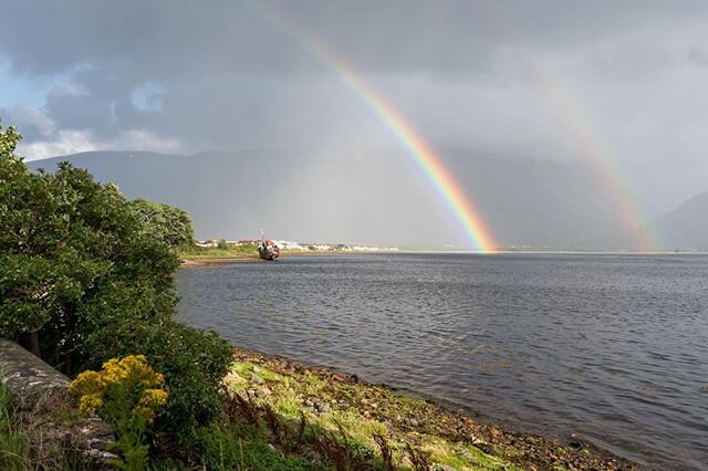 The southwestern end of the Caledonian Canal reaches Corpach. Upon arriving and docking a brisk shower swept through and left us with a double #rainbow. Photo made while traveling through #Scotland with @lindbladexp and @natgeoexpeditions