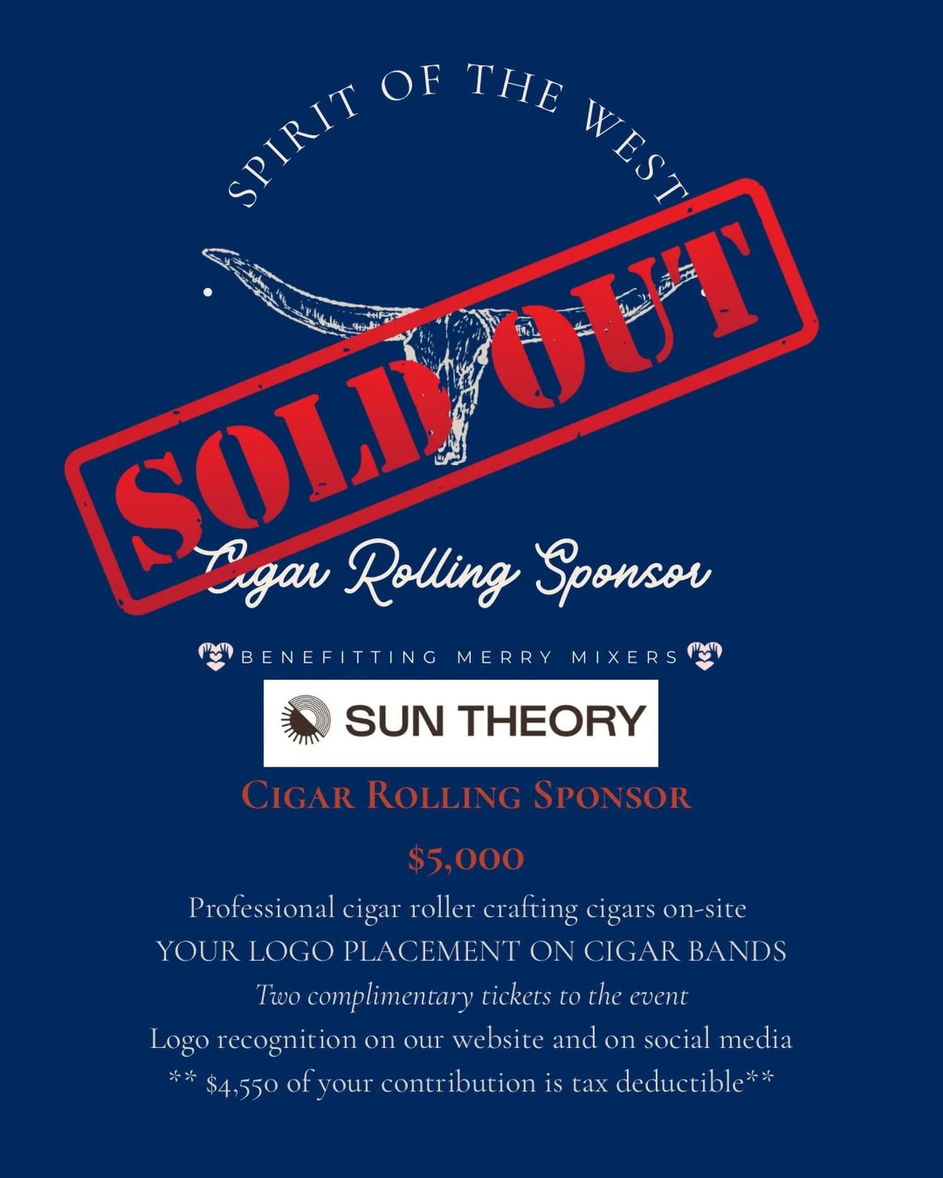 Another one of our exclusive naming opportunities has been claimed and we can&rsquo;t wait to enjoy cigars with Sun Theory! 

We still have a few unique sponsorship opportunities available. Reach out to a current mixer or visit the link in our bio 🐂