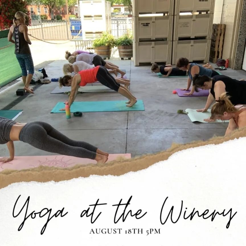 Join us for yoga tonight at the winery taught by our own wine club member, Jenny!!

$12 for the class. Stay after and enjoy a glass of wine!

Interested? Respond to this post, DM or email: sarah@burntbridgecellars.com