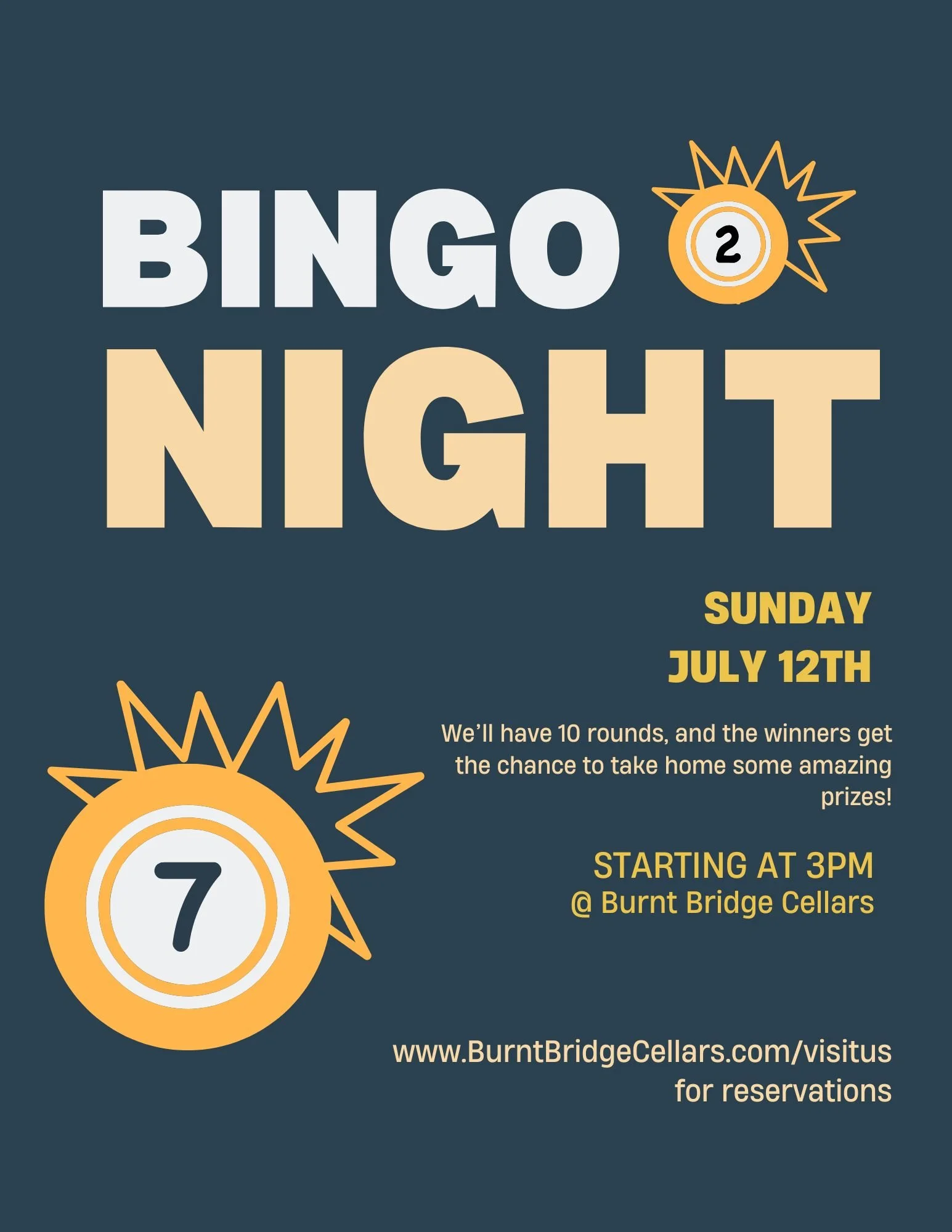 Bingo at Burnt Bridge Cellars
