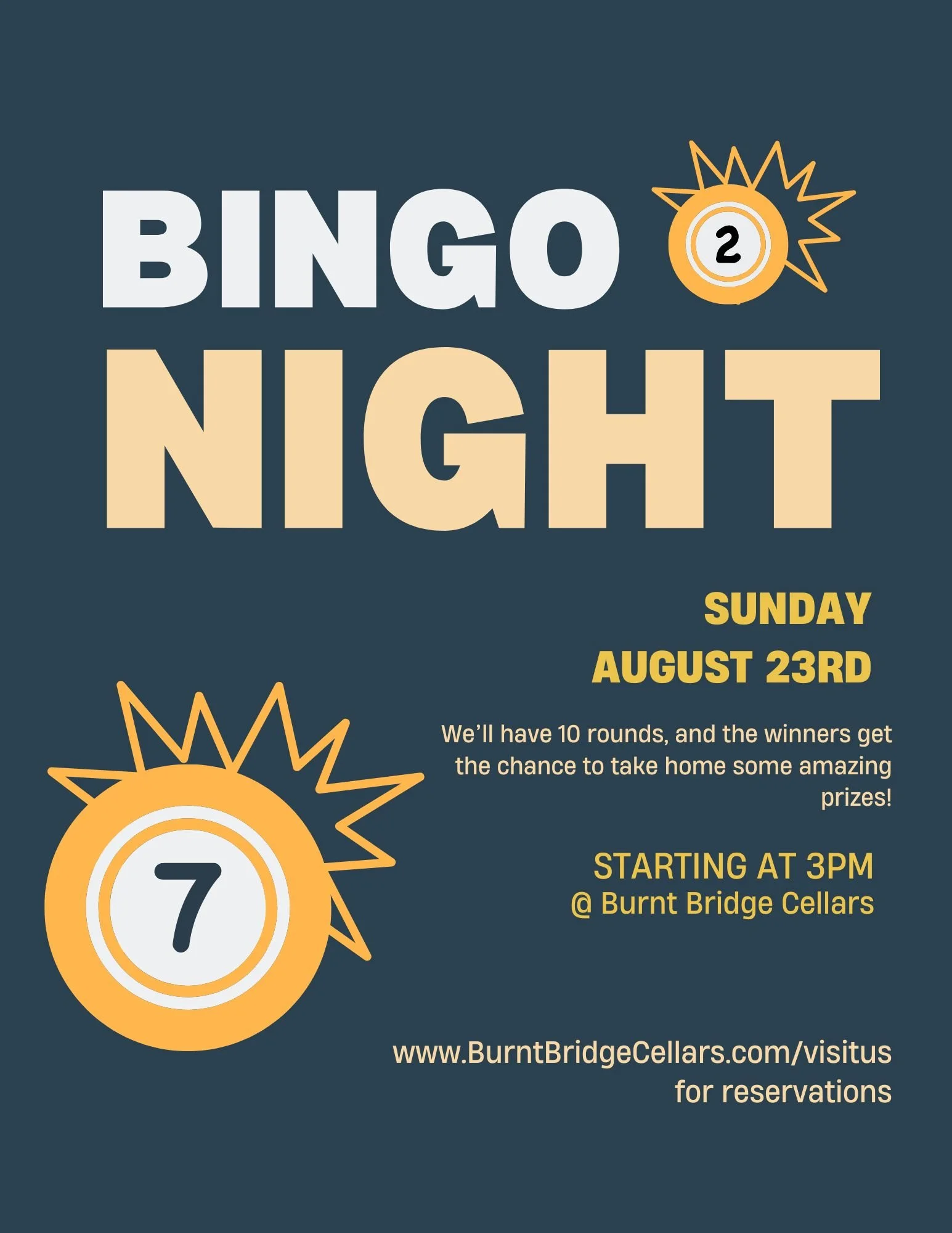 Bingo at Burnt Bridge Cellars