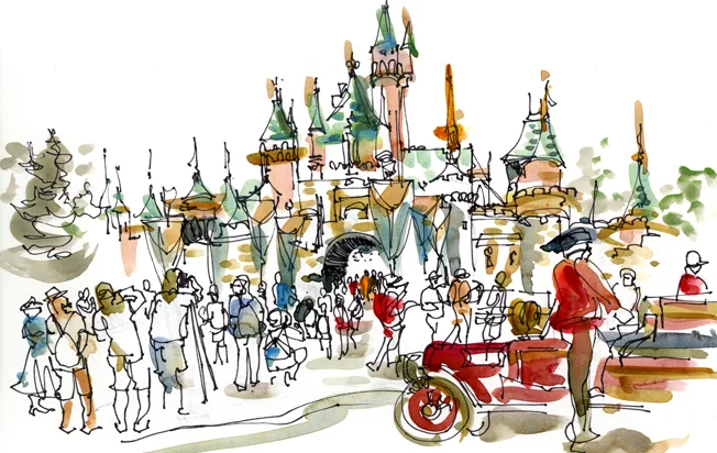 disneyland , CALIFORNIA, watercolor, pen & ink
