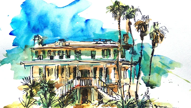 IMAGE TITLE, SERIES TITLE, 2010, Mixed Media: watercolor, pen & ink, printmaking paper, 10" x 10" 