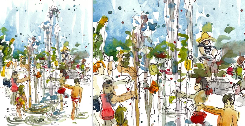 WATERPLAY , watercolor, pen & ink