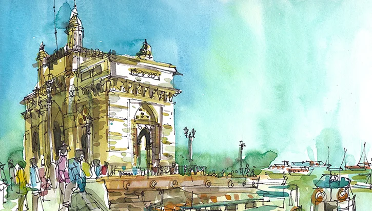 GATEWAY OF INDIA , INDIA, watercolor, pen & ink