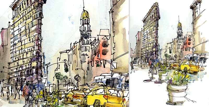   FLATIRON ,&nbsp;  NEW YORK, &nbsp;watercolor, pen &amp; ink 