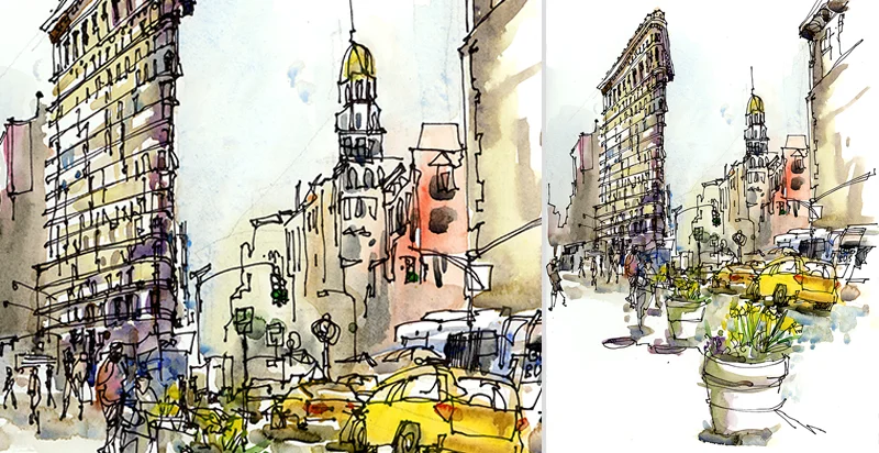 FLATIRON , NEW YORK, watercolor, pen & ink