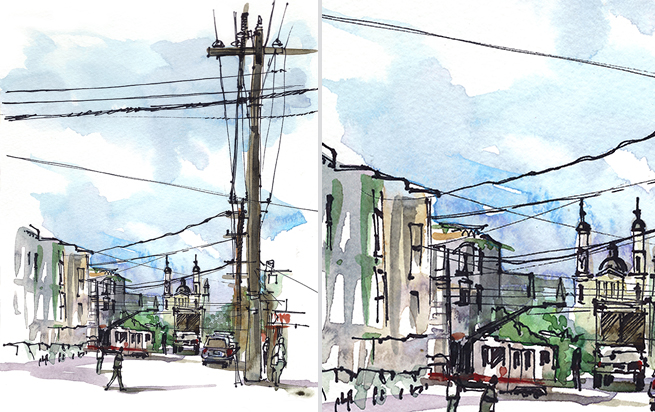   COLE VALLEY,&nbsp;  SAN FRANCISCO,&nbsp; watercolor, pen &amp; ink 