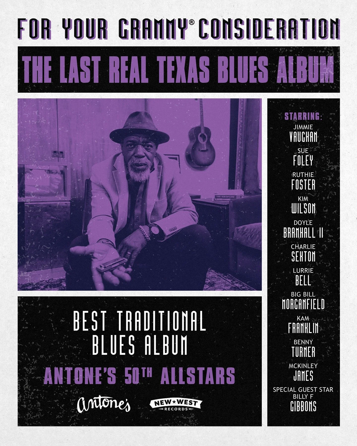 I&rsquo;m so proud to be a part of THE LAST REAL TEXAS BLUES ALBUM, a celebration of Antone&rsquo;s Nightclub&rsquo;s 50th Anniversary &mdash; Austin&rsquo;s home of the blues. 💜

Recorded live-to-tape by GRAMMY&reg; winner @jacobsciba , this projec