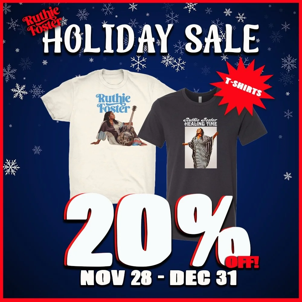 Happy Thanksgiving, y&rsquo;all. I hope your day is filled with good food, people, and music. 🍁

I also wanted to share that starting this Friday, we&rsquo;re running a sale on Ruthie Foster store tees and mugs&mdash;running from Black Friday all th