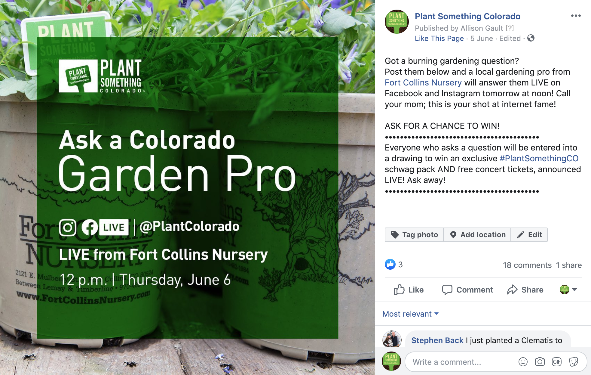 Example of announcement post we created for CNGA’s Live Event