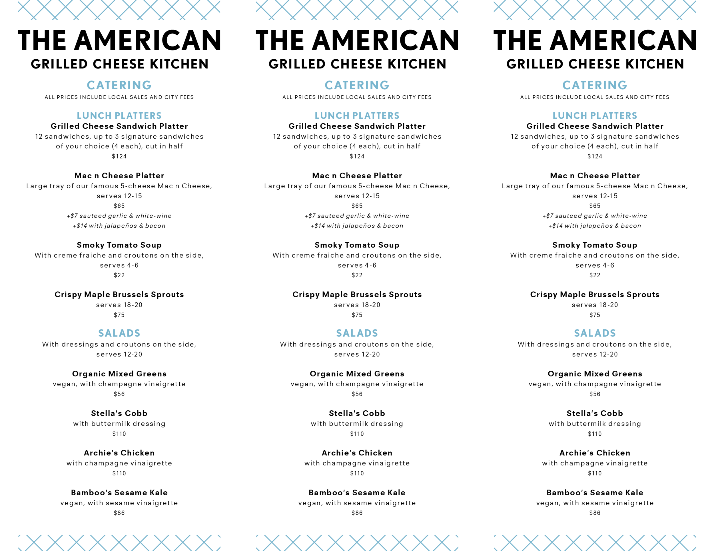  Catering menu 