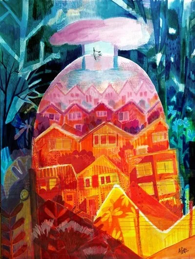 Bernal Heights, watercolor and ink on paper SOLD