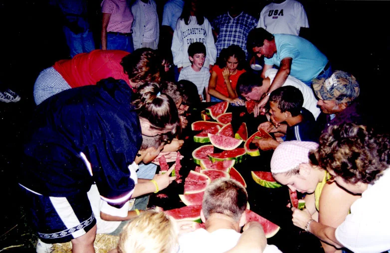 Watermelon eatting contest held at the church's 250th Anniversary celebration.