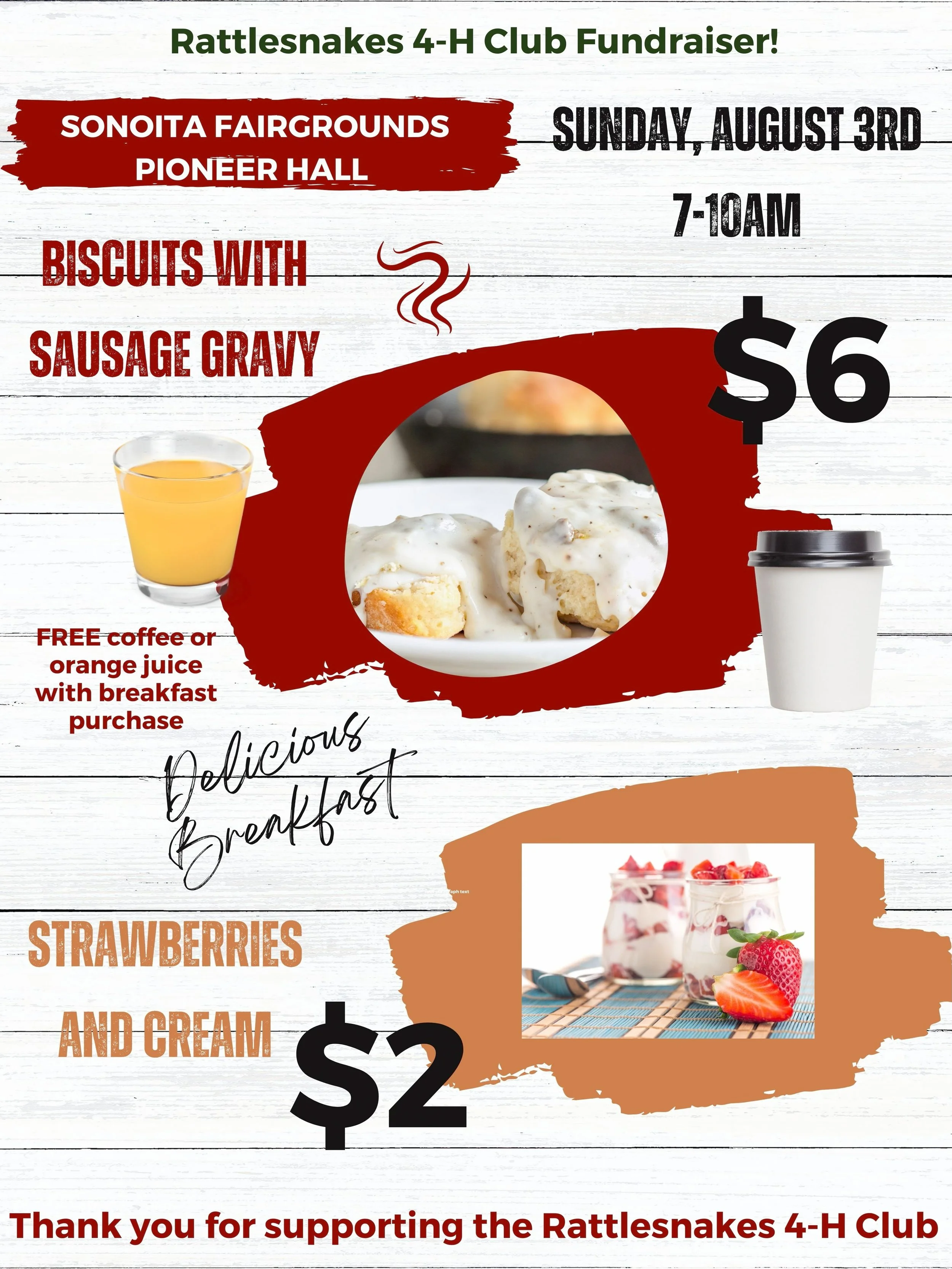 Rattlesnakes 4-H Club Biscuits &amp; Gravy Breakfast
