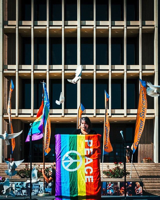 There were some great speeches at the #CSUSB #Vigil for #Orlando yesterday. Remember to #DonateBlood 💉 and #stophate ❤️.