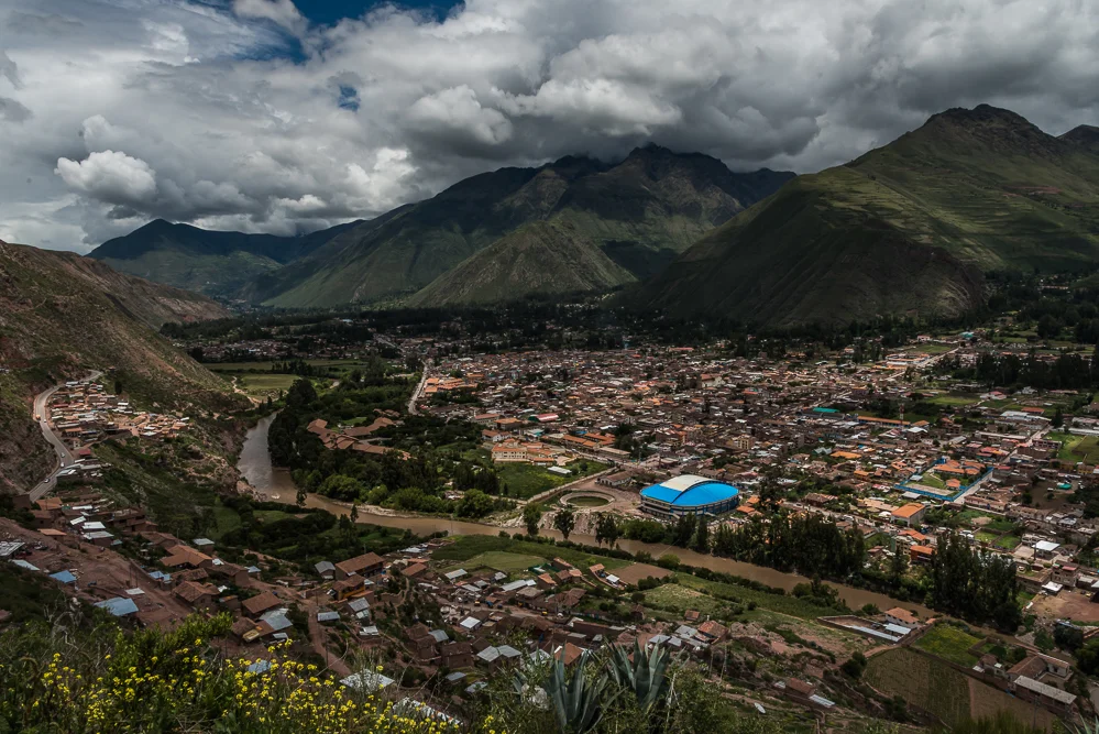 A view of Urubamba from above, before we started our descent into the valley.