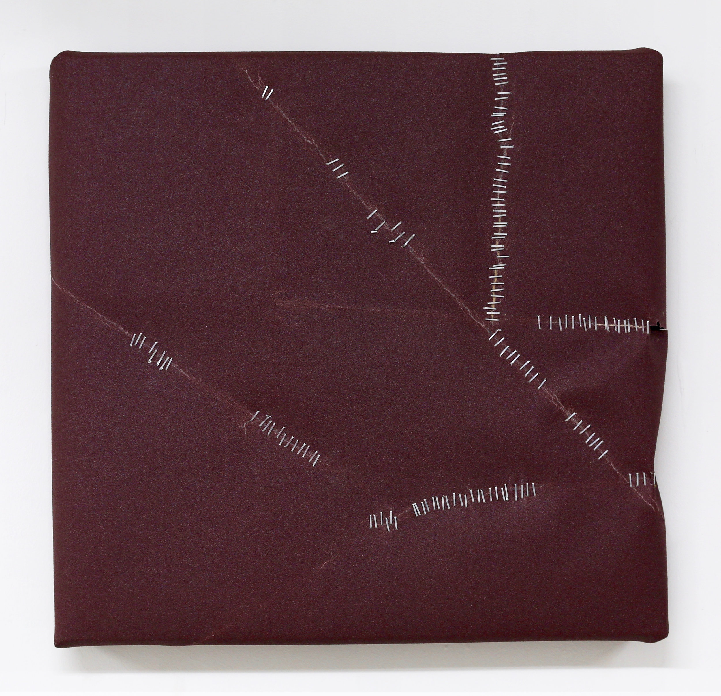 Untitled (Maroon with Staples, 120 Grit)