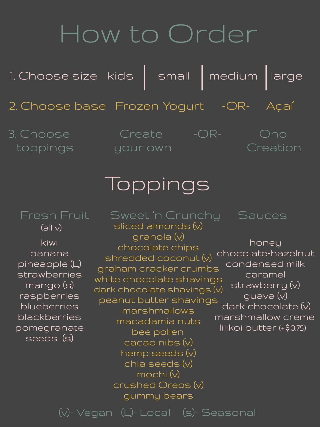 Menu — Ono Yo