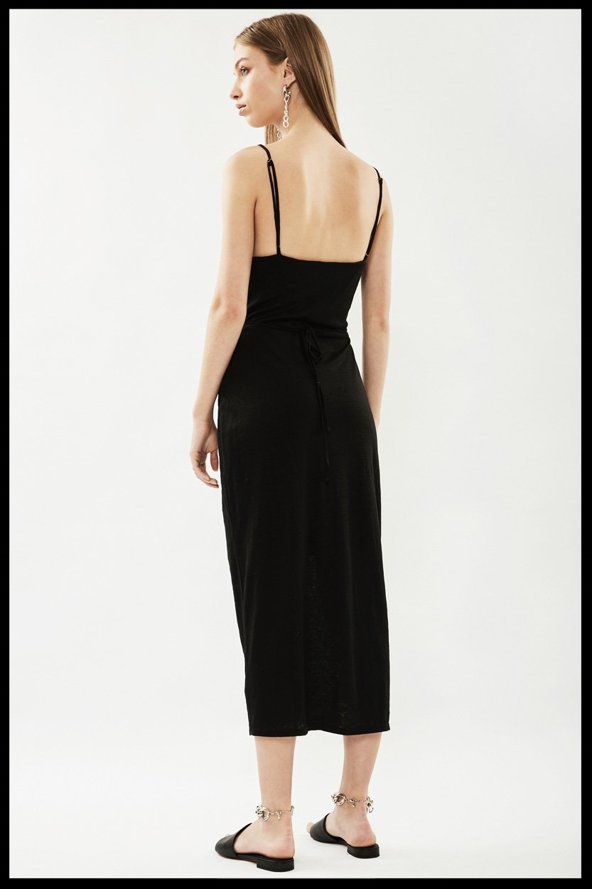 Horizon Linen Wrap Dress Black 2..jpg