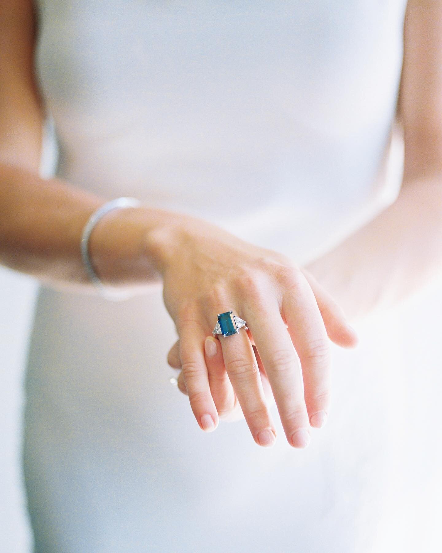 While I see &ldquo;norms&rdquo; set aside or altered fairly often, 98% of my couples exchange rings. This gorgeous sapphire was a family piece gifted to the bride on wedding day. Do you wear an heirloom ring? Anyone have a ring that&rsquo;s not diamo