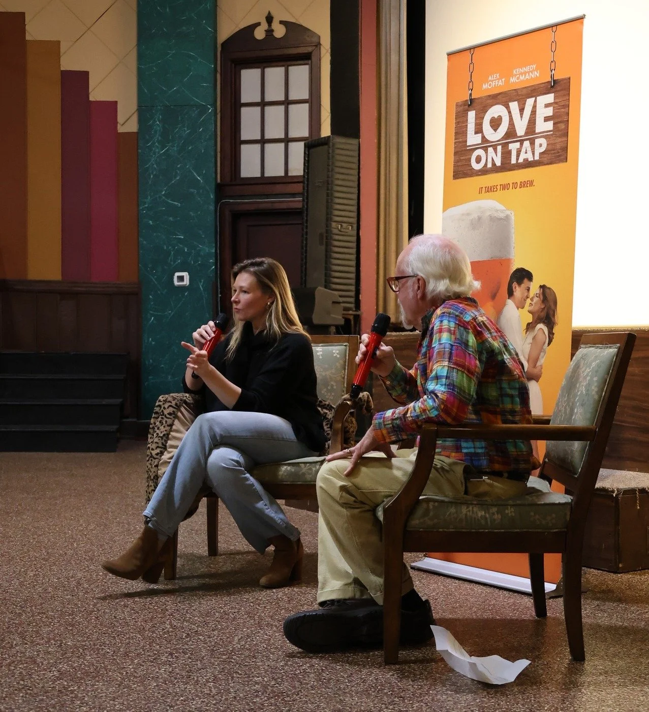  Arlee board member Gil Opferman facilitated the Q&amp;A with executive producer Kelsey Landon following the regional premiere for “Love on Tap” in February, 2026 