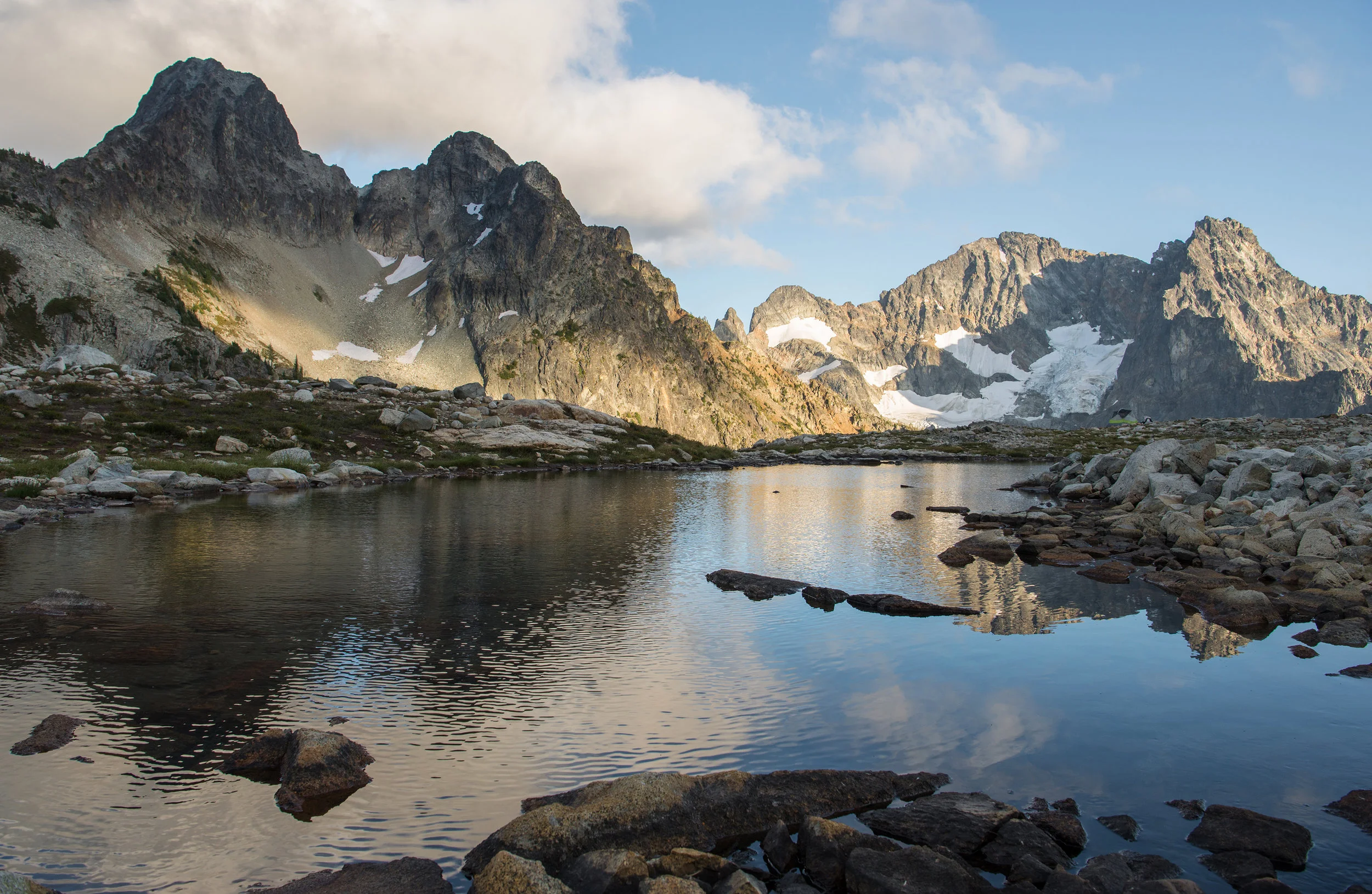 Sunset camp in the North Cascades.