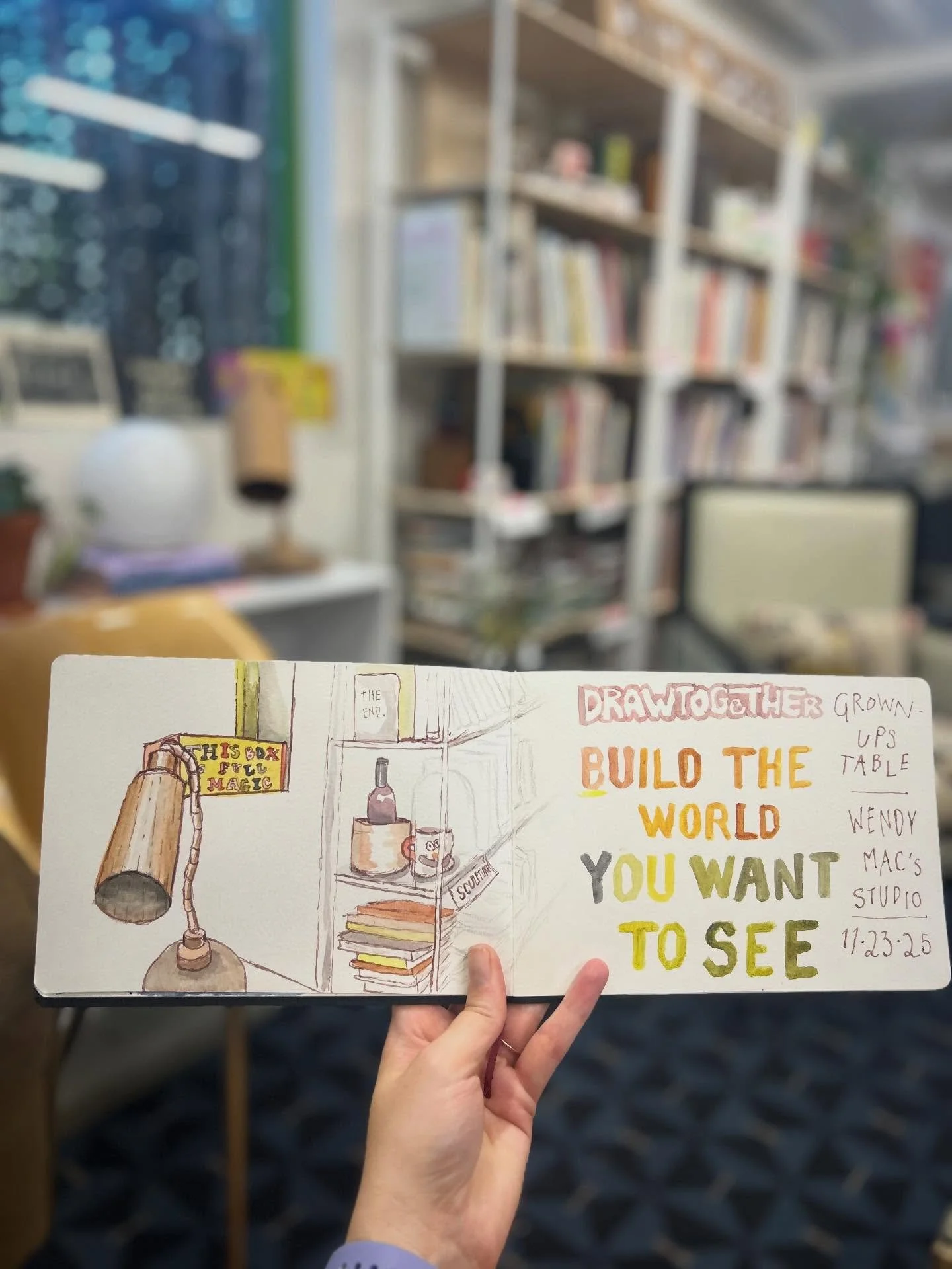 Belatedly sharing what a fun time I had taking an urban sketching workshop with @suhitasketch in the studio of one of my heroes, @wendymac @drawtogether.studio. I can&rsquo;t believe I got to meet Wendy!! She was just as cool in person as she seems! 