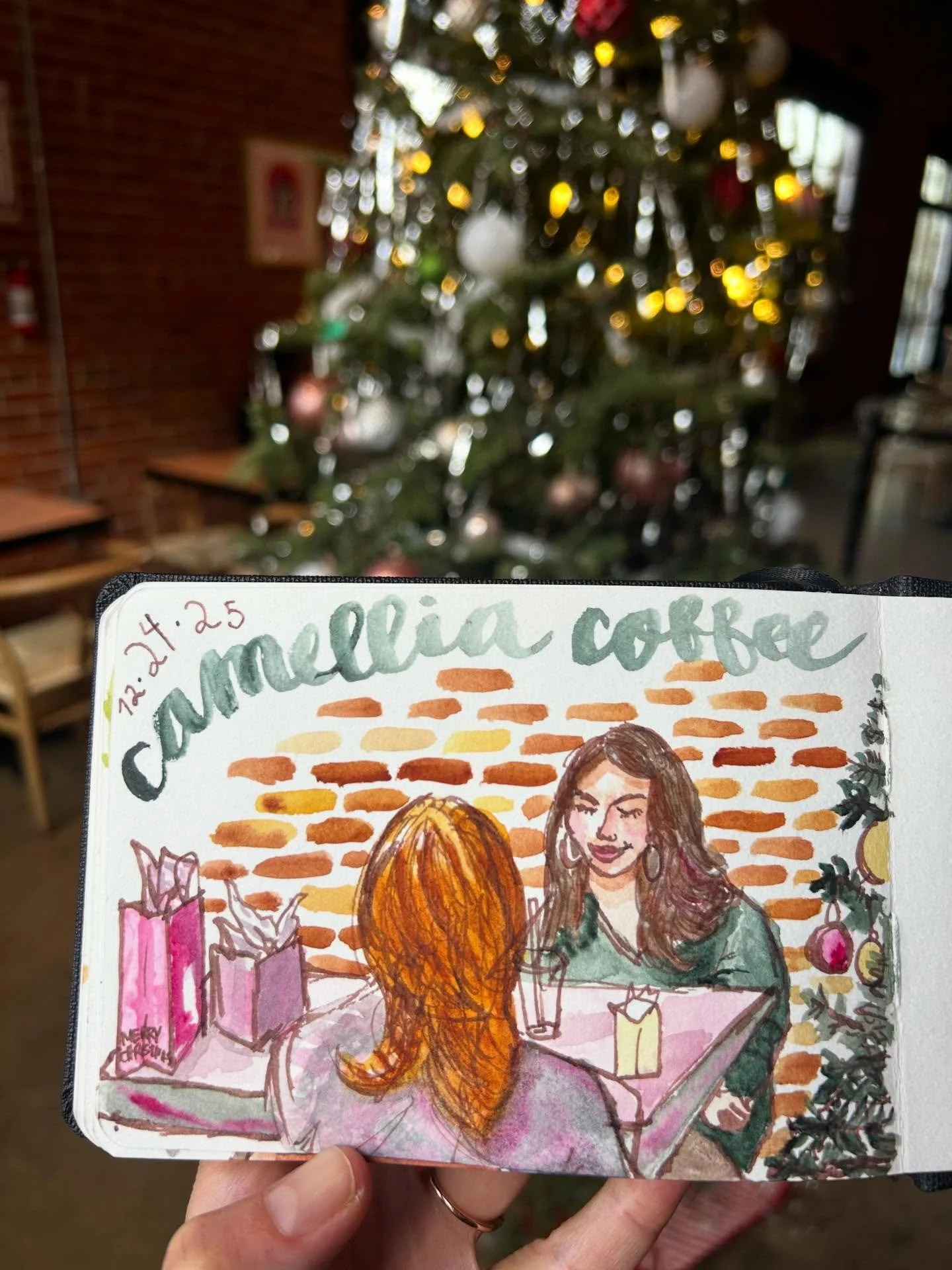 Happy holidays!🎄 I hope you&rsquo;re getting all the relaxation and art supplies your heart desires.

I snuck in a quick sketch @camelliacoffeeroasters before flying off to South Florida for the holidays. Still trying to decide if golden orange (qui