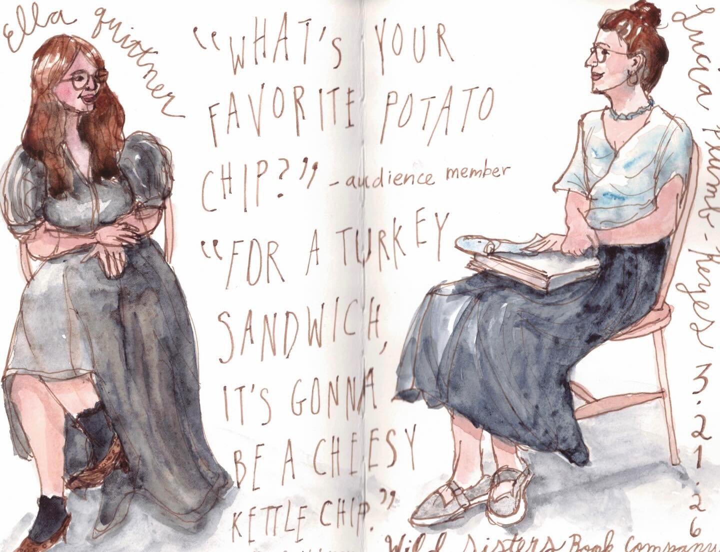 I&rsquo;ve seen some awesome local talks lately! I love going to author interviews and creative talks because it&rsquo;s the perfect place to practice sketching plus reportage. 

It&rsquo;s so tricky to get the quotes down in time. Ella Quittner said