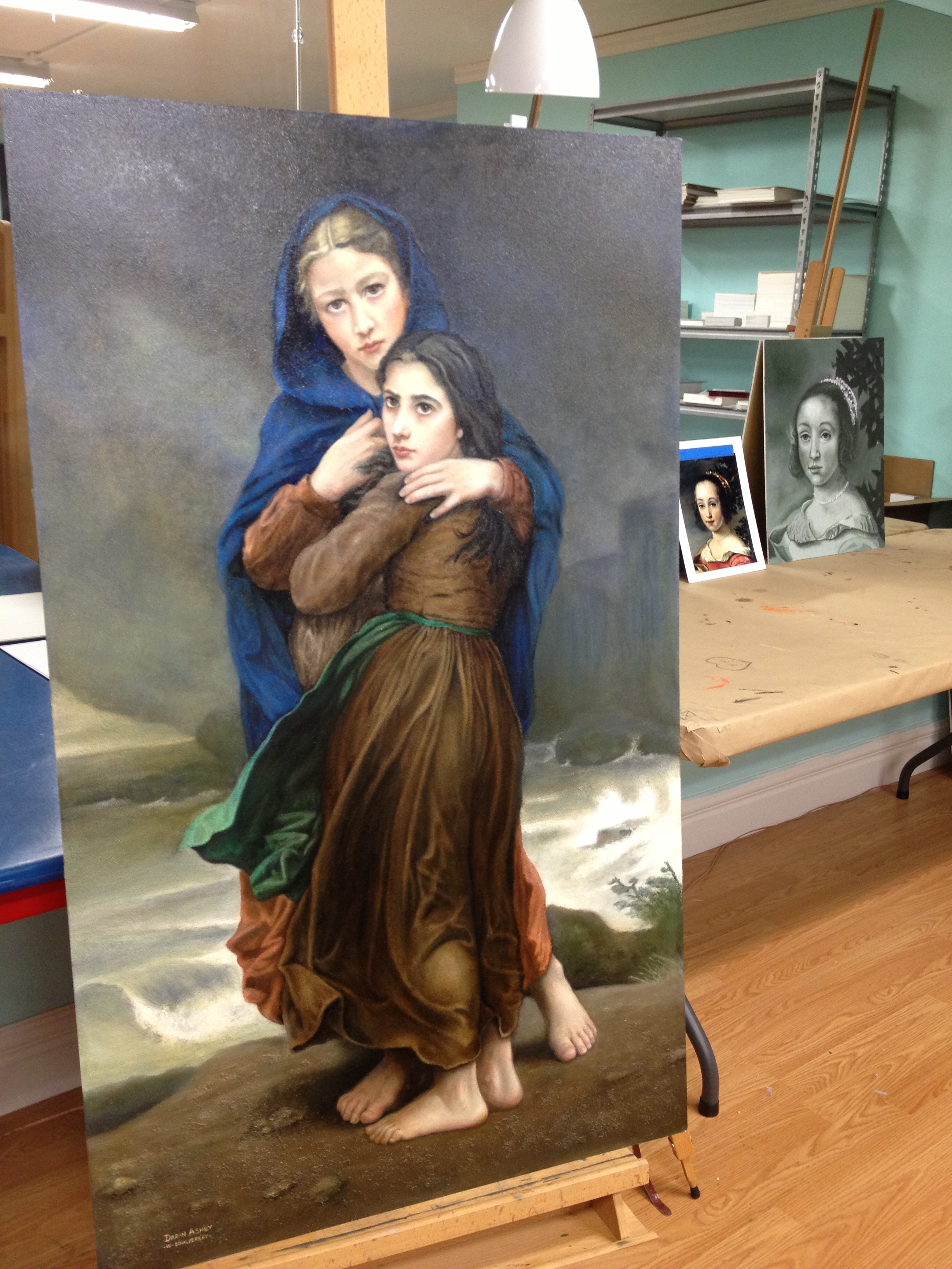 Adding color glazes to The Storm after William Bouguereau