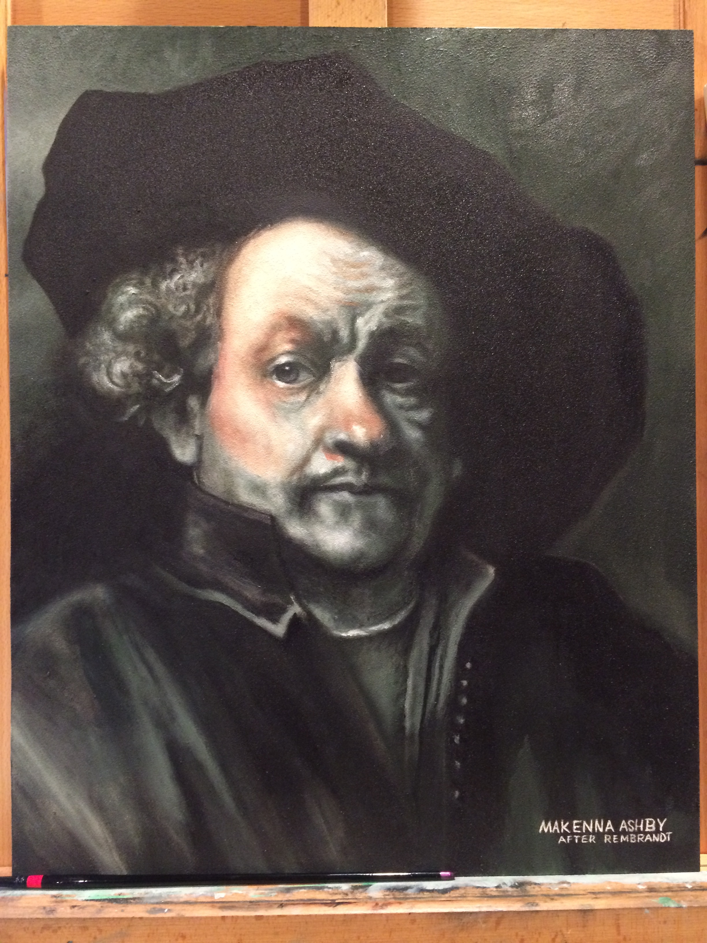 Makenna's painting of Rembrandt... As she was starting to add the flesh. She was 14 at the time she painted this!