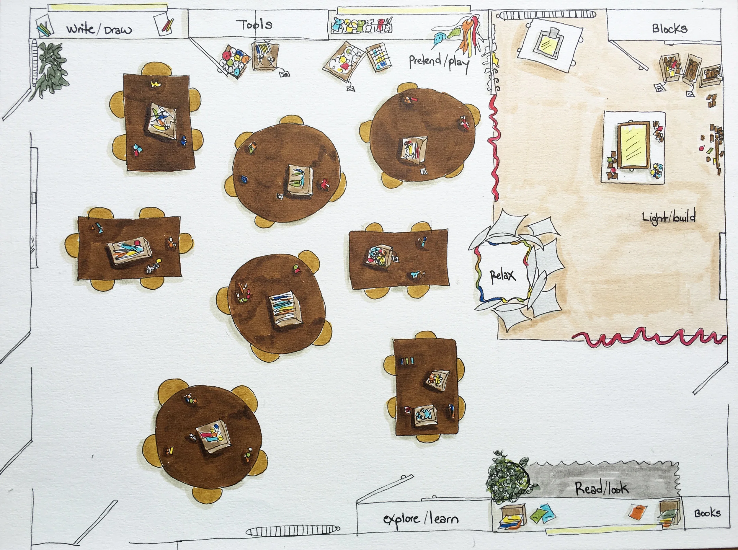 Visual representation of Ecole La Sagesse Preschool common space 2013.