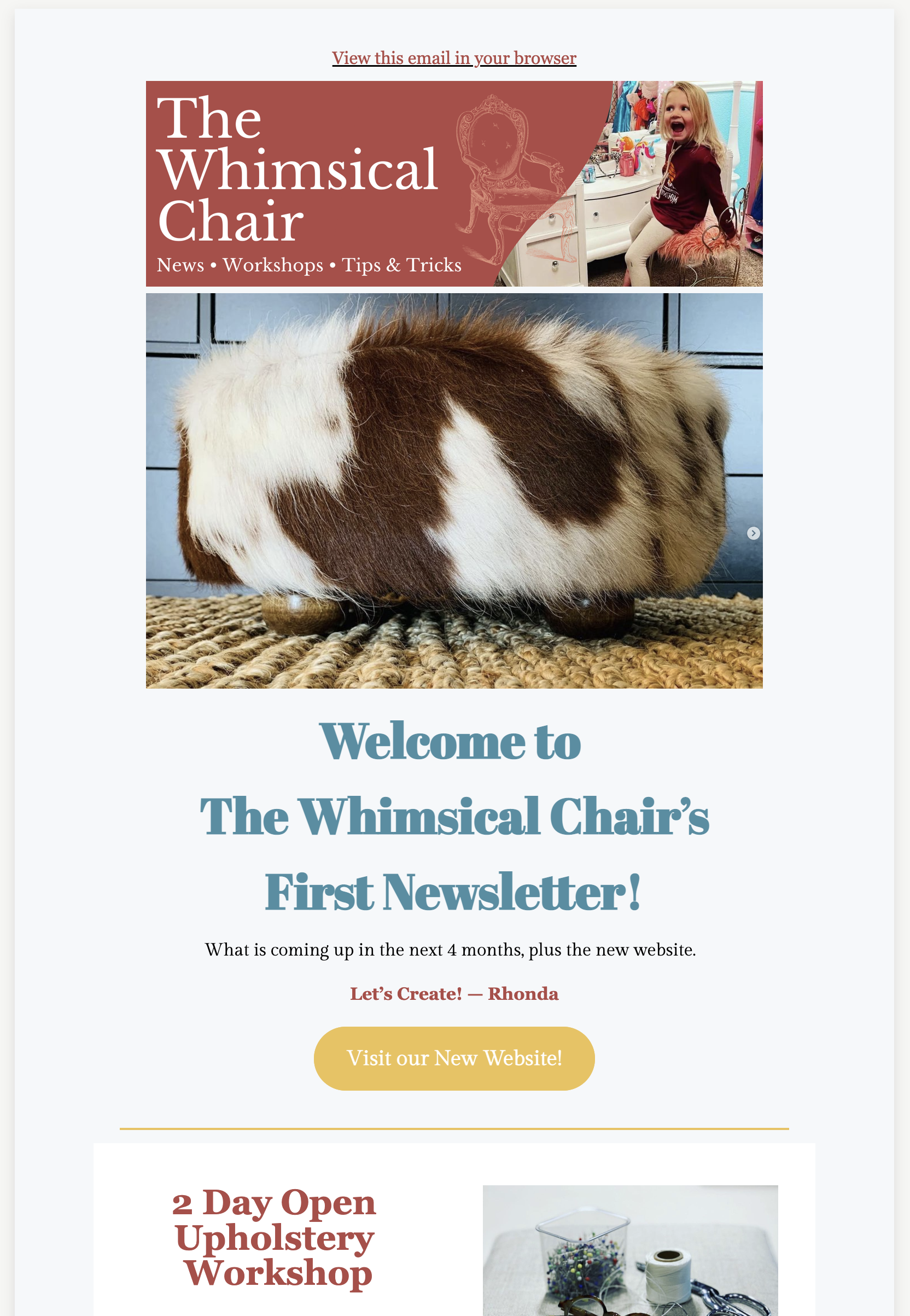 The Whimsical Chair Newslettter