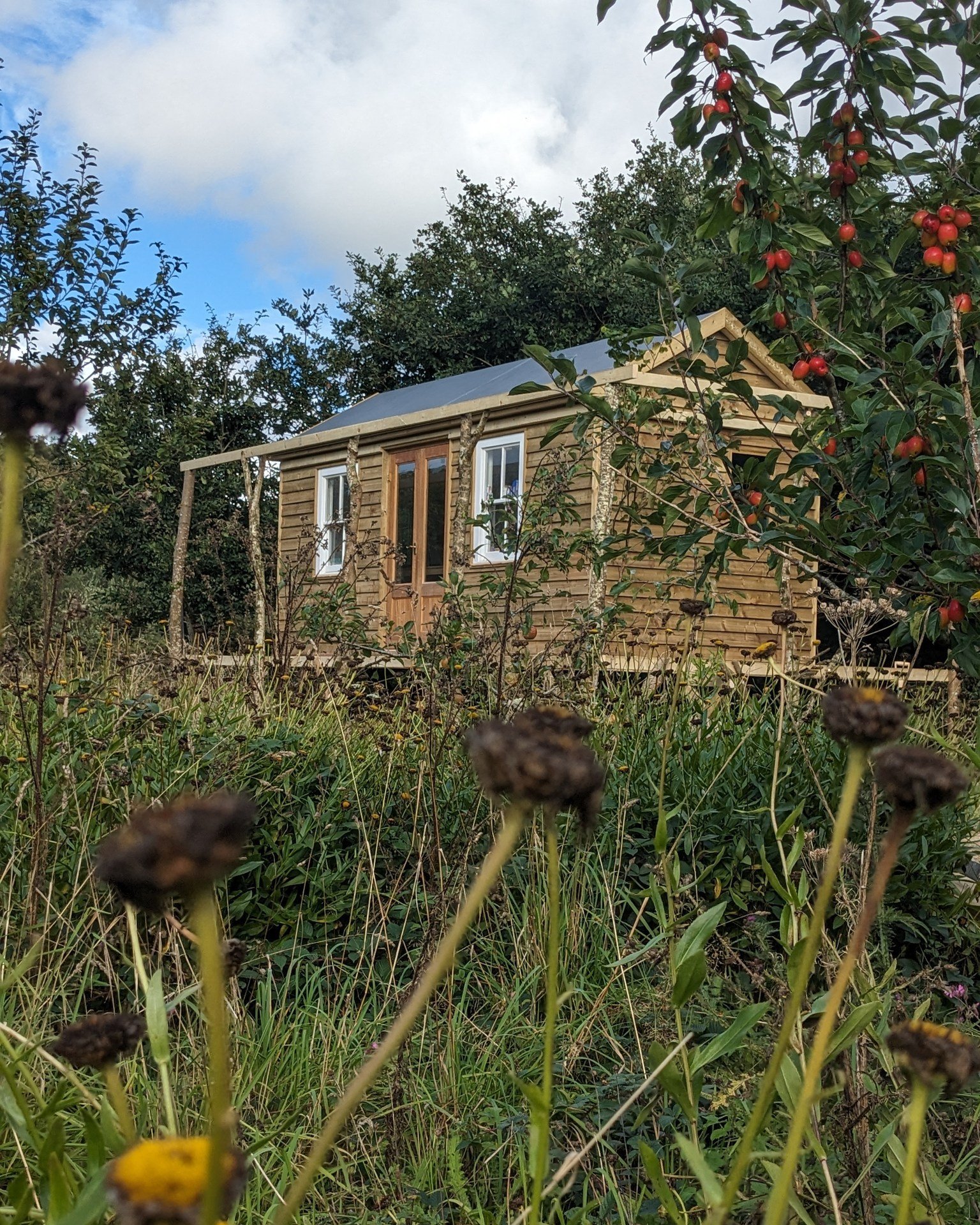 Cabin deep in the south-east Cornish countryside 〰️ designed with the client and built in high summer last year.

Key Features
- Constructed on bespoke metal chassis with wheels to allow building to be moved in the future
- Set within beautiful Corni