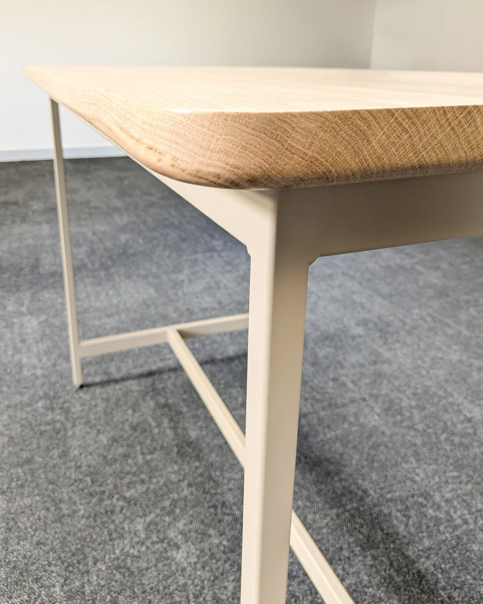 Coffee cupping table for @origincoffeeroasters 

Solid oak table top with a curved edge detail. The powder-coated metal table base features threaded feet, making it the perfect height for coffee tasting.

Designed by @mstudio_designs 

#SolidOak #Tab