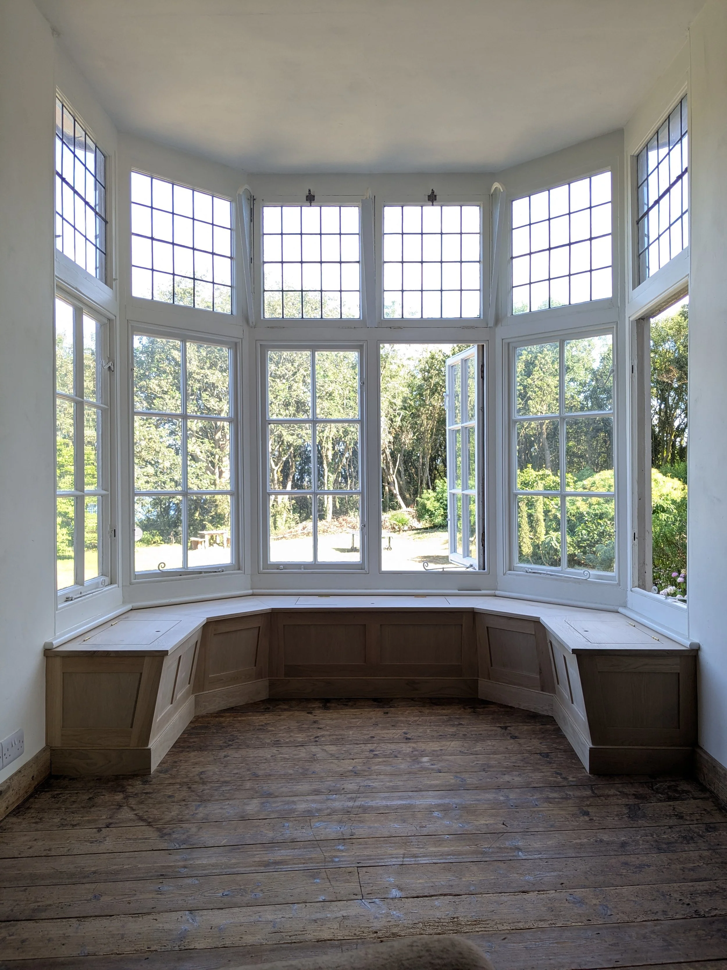 Bespoke Oak Bay Window Seat with Storage