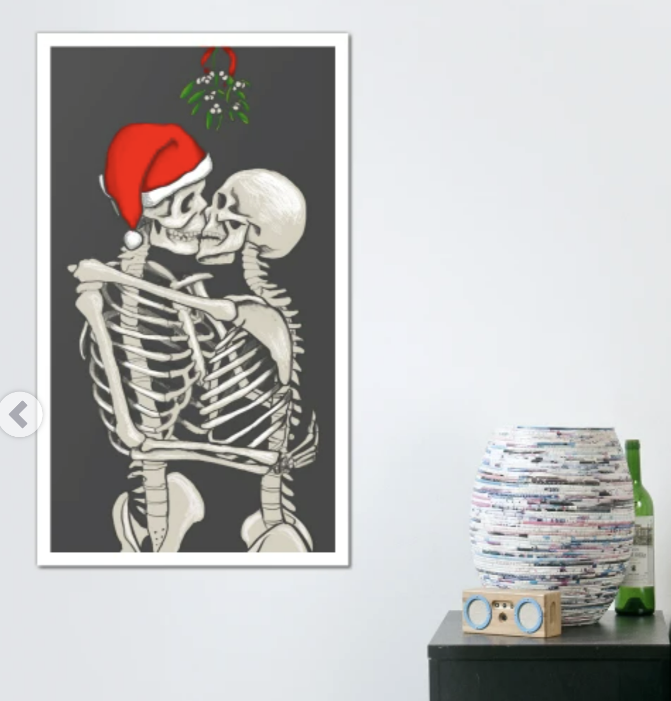 Mistletoe Skeletons Wall Art Print