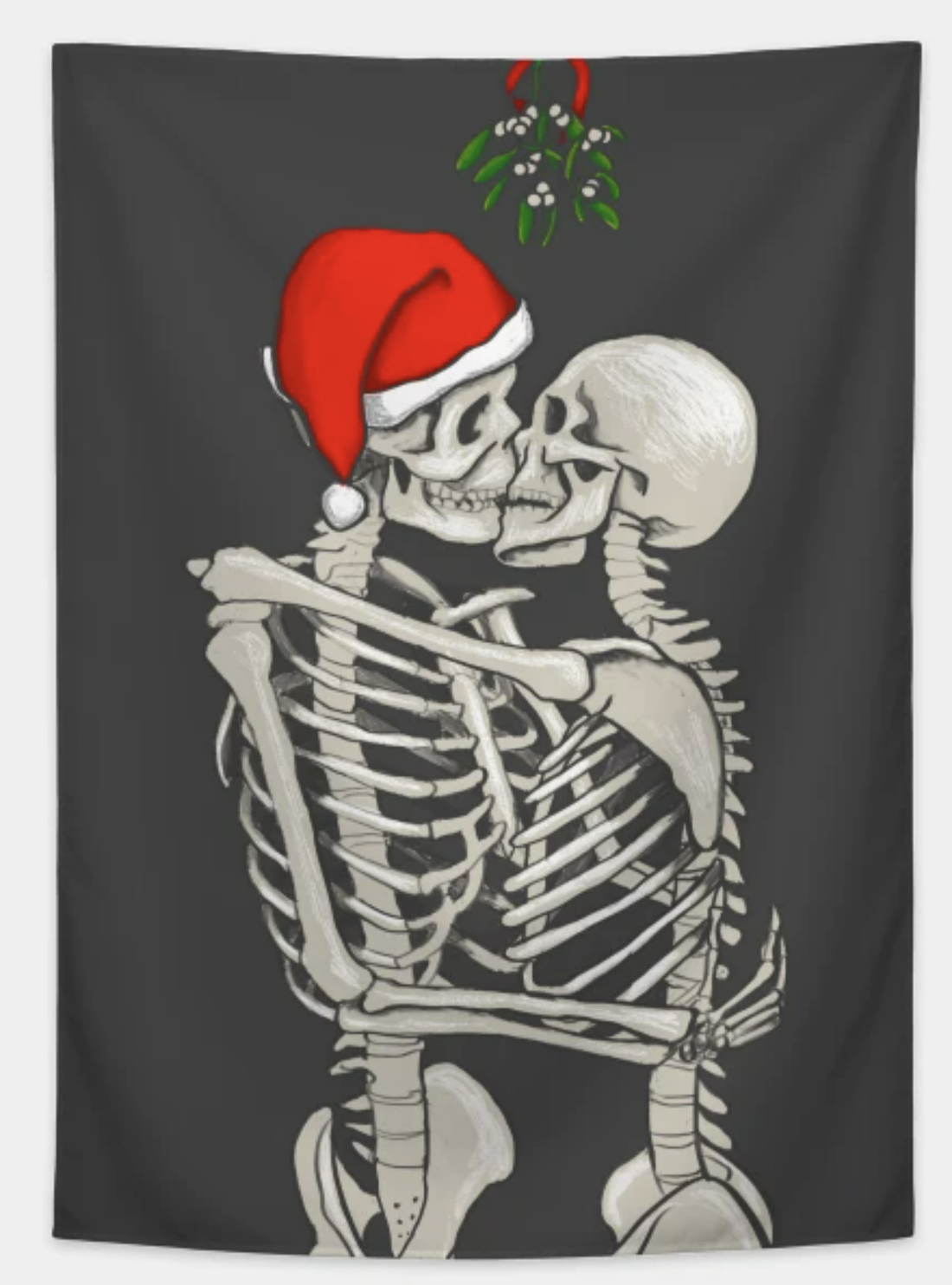 Mistletoe Skeletons Tapestry