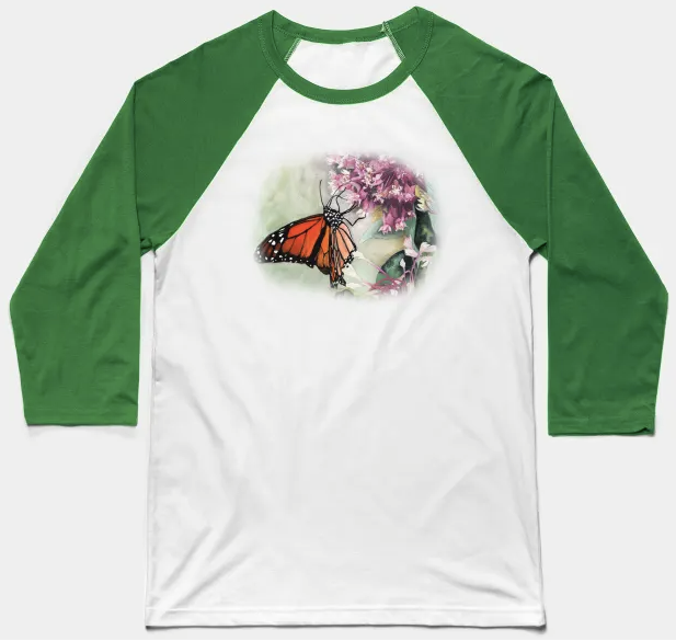 Monarch on Milkweed Baseball T Shirt