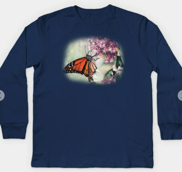Monarch on Milkweed Kids Long sleeve T Shirt