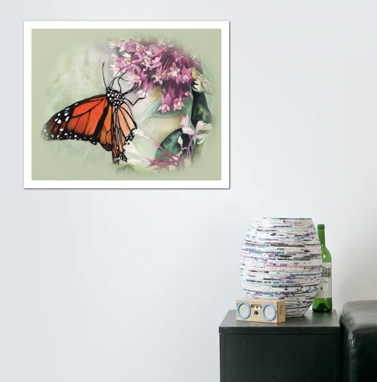 Monarch on Milkweed Wall Art Print