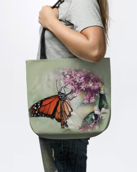 Monarch on Milkweed Tote Bag