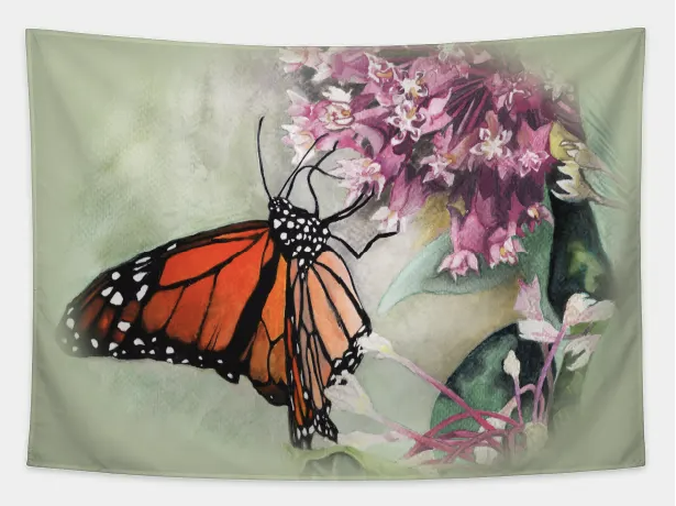 Monarch on Milkweed Tapestry
