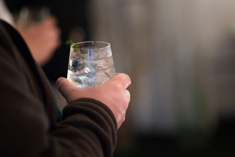 Ägräs gin & tonic with thyme and blueberries