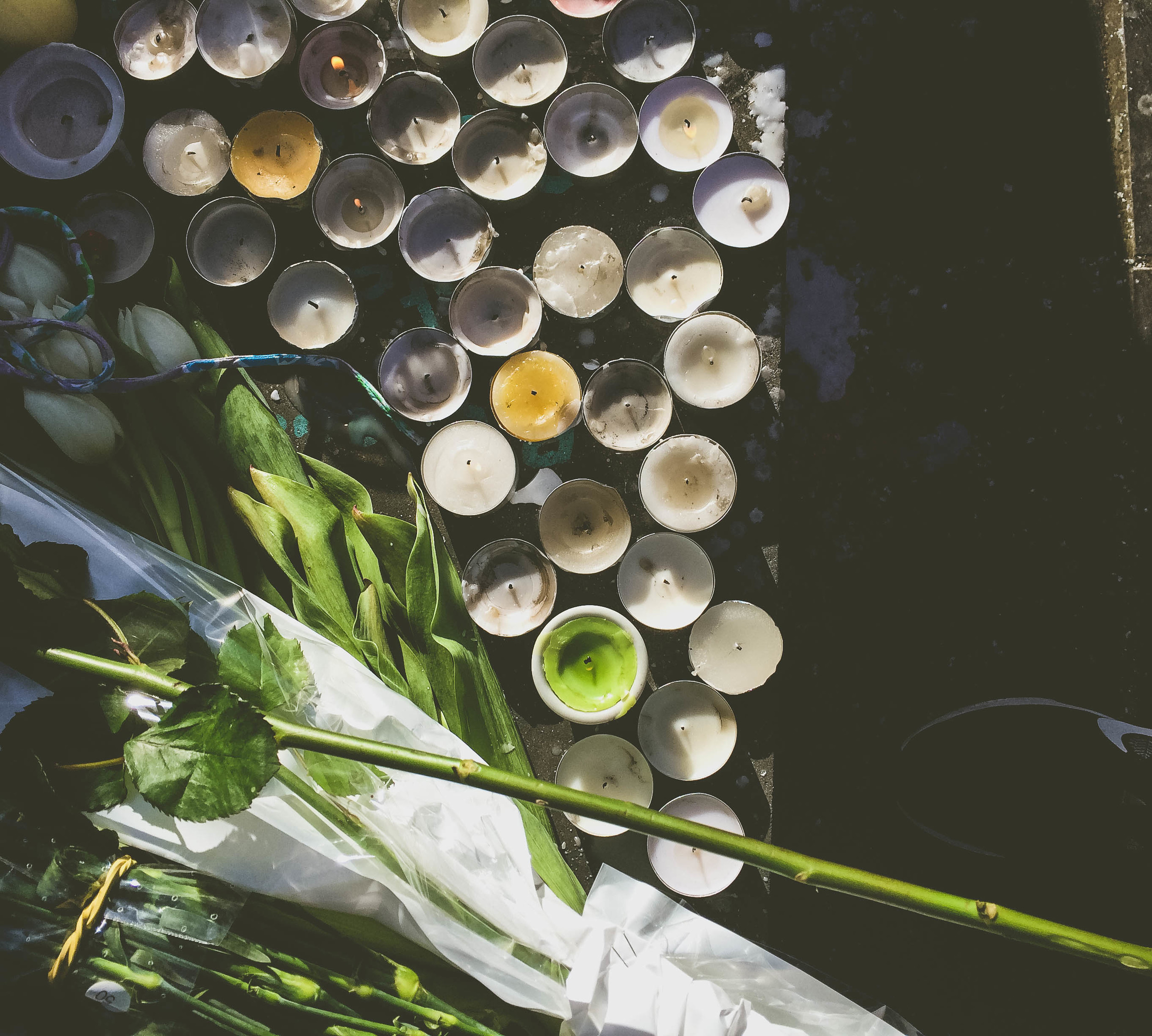 Candles at the Place de la Republique memorial