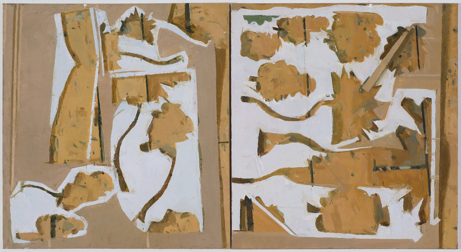  missing trees, 2014 oil on linen 22 x 40 in (two panels)    