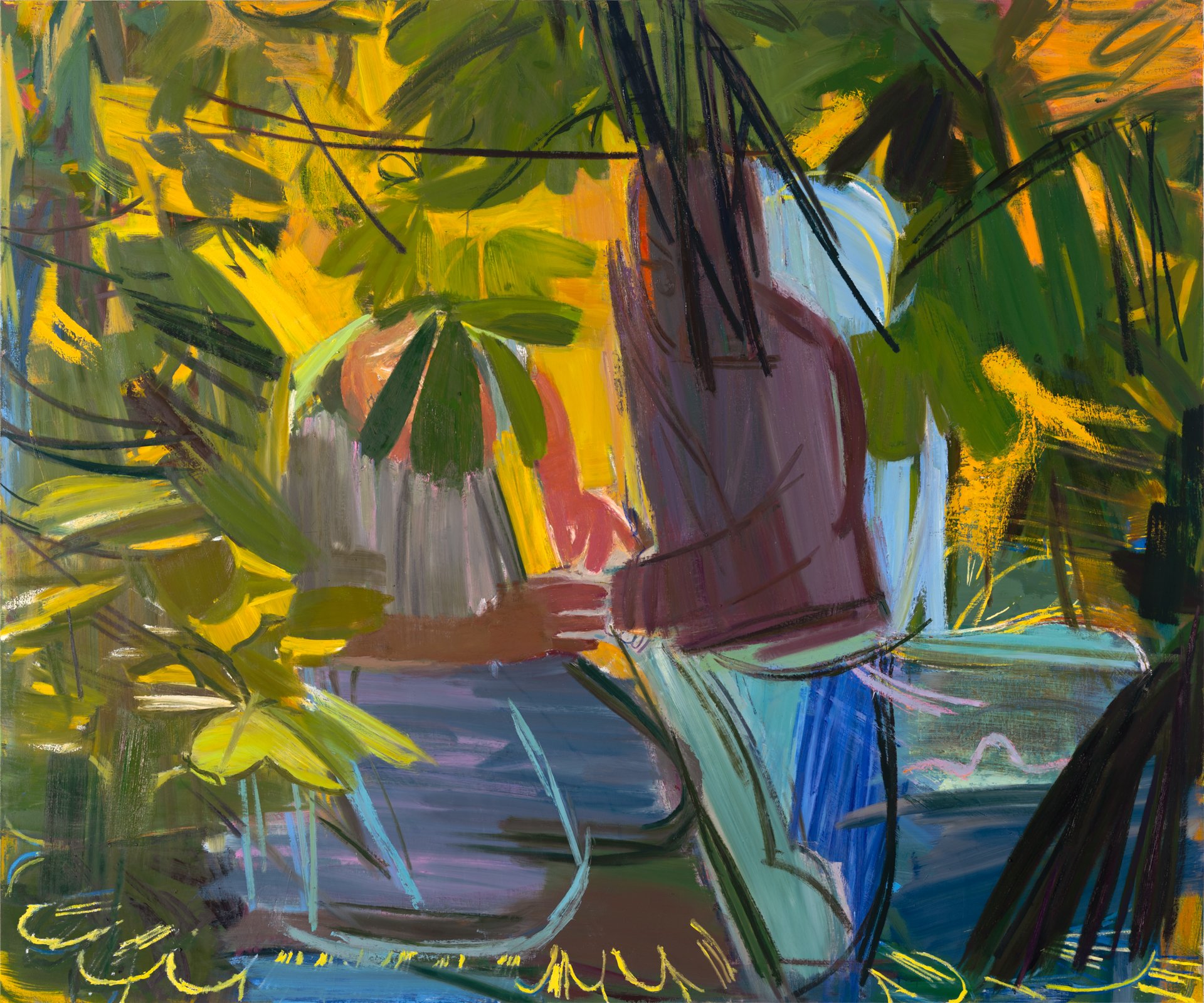   light peeks , 2023 oil on canvas 73 x 78 inches 