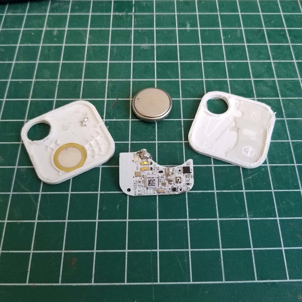  The case was sealed shut, so we carefully cut it open with a Kiwi. It’s incredible how the Board, Battery, Speaker and Button can all be packed into 1.5”. 